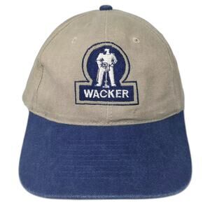 KC Caps Baseball Cap Beige Blue OS Wacker Construction Logo Hat Slideback